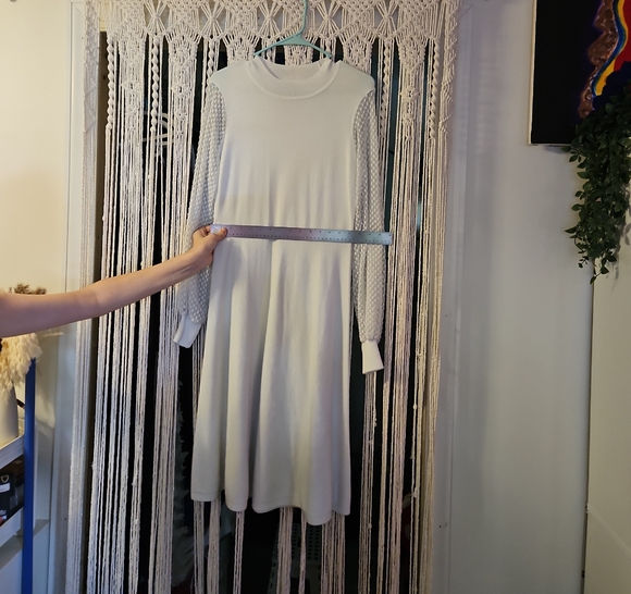 Gray A-Line Midi Dress with Bishop Sleeves - Picture 1 of 1